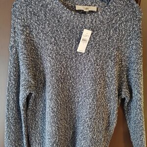 LOFT Navy and White Textured Sweater